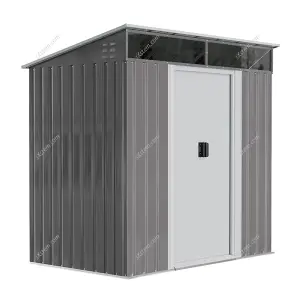 Outdoor Metal  Garden Tool Shed with Lockable and Sloped Roof Design,Grey