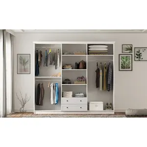 VENICE 6 Door 2 Drawer Wardrobe, White