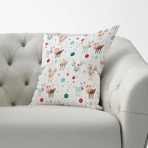 Happy Reindeer With Christmas Lights Cushions 33cm x 48cm