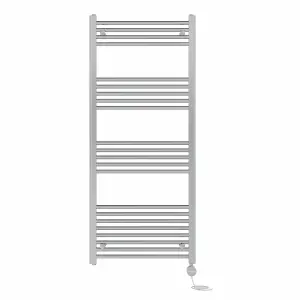 Right Radiators Prefilled Thermostatic Electric Heated Towel Rail Straight Ladder Warmer Rads - Chrome 1400x600 mm