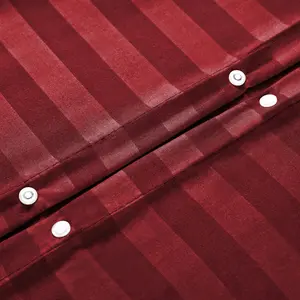 Microfiber Striped Duvet Cover Set with Pillowcases Burgundy / Super King Duvet Cover + 2 Standard Pillowcases