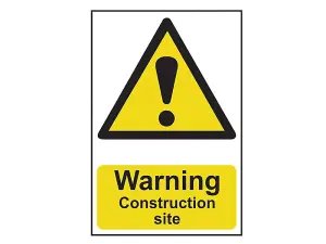 Durable PVC Warning Sign for Construction Sites - 200 x 300mm