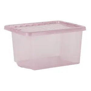 Wham Crystal 5x 28L Plastic Storage Boxes with Lids. Small Size, Strong . Made in the UK Tint Dusky Orchid