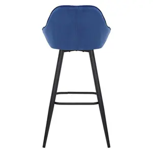 Hennen 76cm Bar Stool Black/Gold / Blue