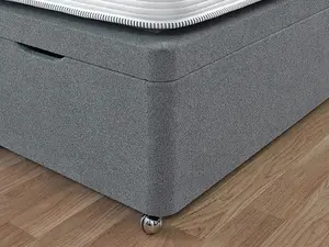 Artisan End Lift Ottoman Storage Divan Bed Base Only 5FT6 King - Wool Steel