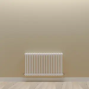 Horizontal White Double Column Radiator (H) 600mm x (W) 1010mm, 4600 BTU.