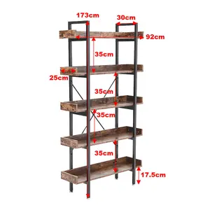 173cm H x 92cm W Rack 5 Shelf Shelving Unit Industrial Style Shelving Storage Unit with Metal Frame Display Rack