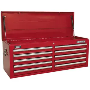 10 Drawer Red Tool Chest with Lockable Storage for Ultimate Organization