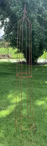 Large Garden Obelisk Plant Climbing Support Frame Natural Rust 2000mm