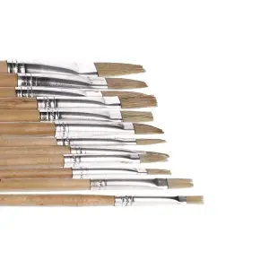 12pc Jumbo Flat Artist Brushes Wooden Handles Paint Brush Model Crafts