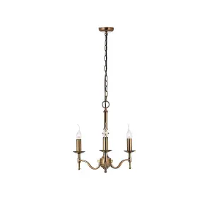 Luminosa Stanford 3 Light Multi Arm Ceiling Pendant Chandelier Antique Brass, E14