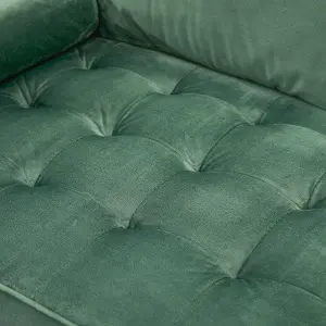 Edward Velvet Sofa 2 Seater Luxury Velvet Sofa Couch Settee Bolster Cushions, Green