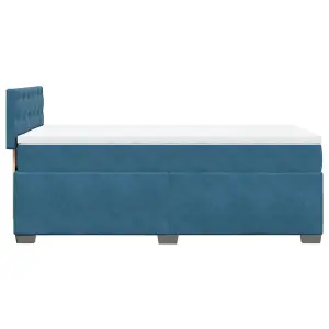 Berkfield Box Spring Bed with Mattress Dark Blue 90x190 cm Velvet