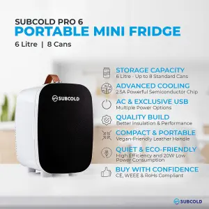 Subcold Pro 6L Mini Fridge Black