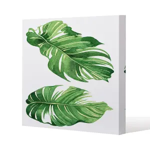 Twin Botanical Leaves (Canvas Print) / 101 x 101 x 4cm