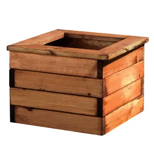 HORTICO™ Wooden Planter, 41cm Square Planter Box, Made in the UK Scandinavian Red Wood Outdoor Plant Pots H31 L41 W41 cm, 25L