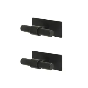 GoodHome Dukkah Matt Black Kitchen cabinets T-shaped Pull Handle (L)6.5cm (D)35mm, Pack of 2