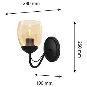 Luminosa Allena Wall Lamp Black, Amber 10cm