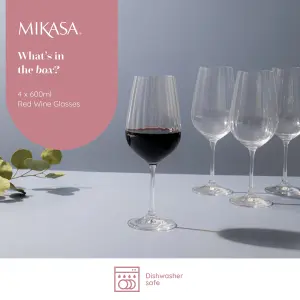 Mikasa Treviso Crystal Red Wine Glasses, Set of 4, 600ml