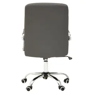 Interiors by Premier Brent Grey Leather Effect And Chrome Home Office Chair