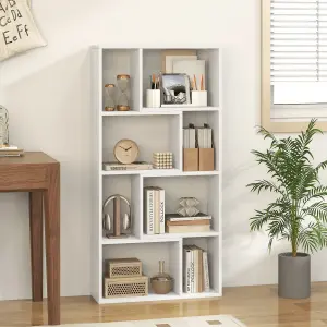 COSTWAY 5-Tier Geometric Bookshelf 120 CM Tall Bookcase Modern 8-Cube Display Shelving