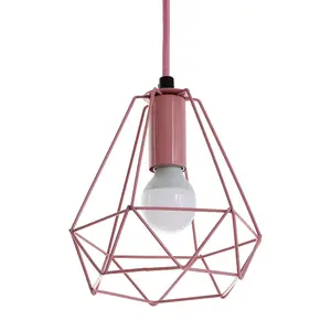 Interiors by Premier Beli Pink Metal Wire Pendant Light