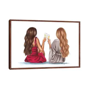 Cheers by Elza Fouche - Print on Canvas Brown Framed / 101.6cm H x 152.4cm W x 3.81cm D