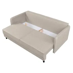 Bruno 3 Seater Sofa Bed with Storage - Beige (Lumos22)