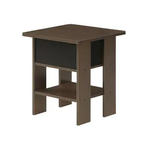 Joseph Side Table Nightstand with Bin Drawer, 2 per set (Set of 2) Dark Brown