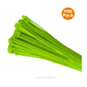 100 x Fluorescent Green Cable Ties 200 x 4.8mm / Extra Strong Zip Tie Wraps