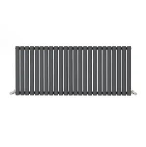 Anthracite Oval Tube 600x1416mm Horizontal Single Panel Heated Towel Radiator