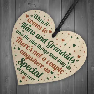 Red Ocean Nan And Grandad Christmas Gifts Birthday Gifts Wooden Heart Keepsake Sign THANK YOU