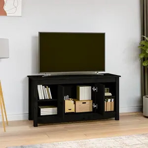 Berkfield TV Cabinet Black 103x36,5x52 cm Solid Wood Pine