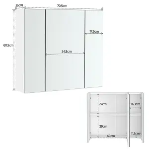 Yaheetech White Wall-Mounted Storage Cabinet with Three Mirror Doors