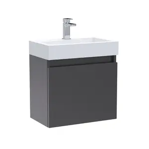 Merit 502.5mm Single Bathroom Vanity with Integrated Polymarble Basin Gloss Gray