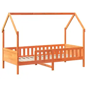 Berkfield Kids' House Bed Frame without Mattress Wax Brown 90x200 cm Pine