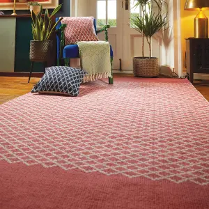 Woven Indoor Outdoor Washable Trellis Reversible Rug Coral Pink - 160cm x 230cm