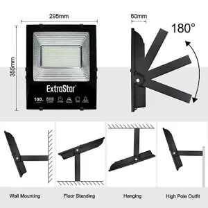 ExtraStar 100W LED Flood Light Daylight, 8000Lumens, IP65