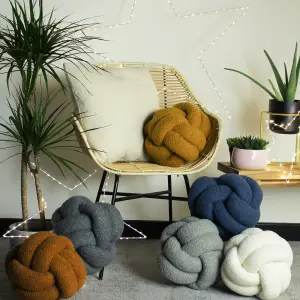 furn. Boucle Knotted Fleece Ready Filled Cushion