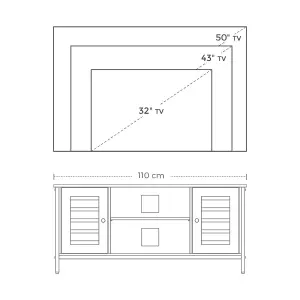 VASAGLE TV Stand, TV Console Unit with Shelves, Cabinet with Storage, Louvered Doors, for Living Room, Entertainment Room