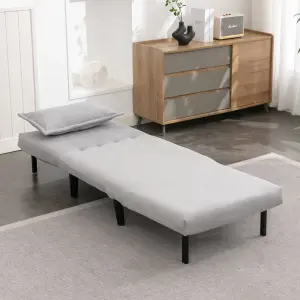 Harper 1 Seater Folding Clic Clac Fabric Living Room Lounge Futon Sofa Bed Grey