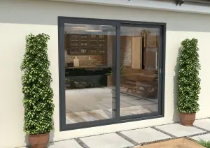 Green & Taylor Anthracite Grey Aluminium External Sliding Doors - RH Sliding / LH Fixed - 2090 x 2090mm (WxH)