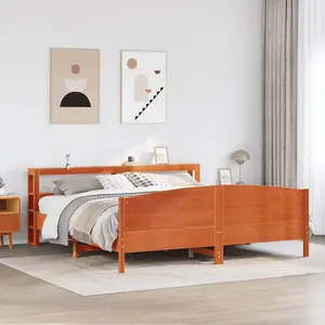 Berkfield Bed Frame without Mattress Wax Brown 180x200 cm Super King Solid Wood Pine