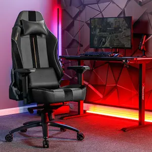 X-Rocker Onyx PC Office Gaming Chair, Ergonomic Computer Desk Chair, Velvet & Faux Leather with Lumbar Support - BLACK / GOLD