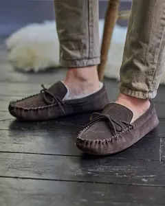 Mens Sheepskin Moccasin Brown | Woolovers