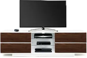 Centurion Supports Avitus Gloss White with 4-Walnut Drawers and 2 Shelves up to 65" LED, LCD, Plasma TV Cabinet