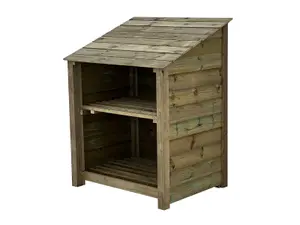 Wooden Premium Tongue & Groove Log Store (W-99cm, H-126cm, D-88cm) With Kindling Shelf