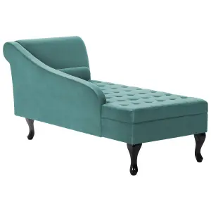 Right Hand Velvet Chaise Lounge with Storage Teal PESSAC