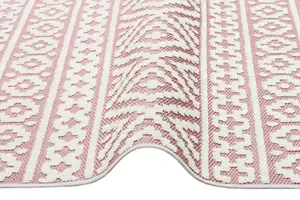 Pink Outdoor Rug, Geometric Stain-Resistant Rug For Patio Decks, 3mm Modern Outdoor Luxurious Area Rug- 160cm X 220cm