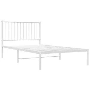 Berkfield Metal Bed Frame with Headboard White 100x190 cm